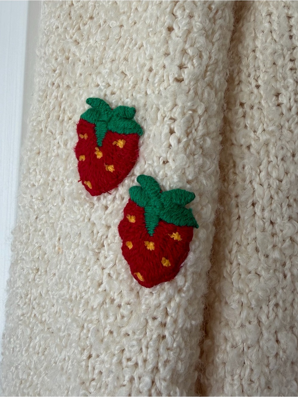 & Other Stories Cream Sweater with Red Strawberry Embroidery - Picture 5 of 7